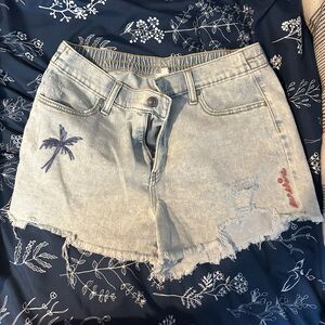 Aerie denim shorts with elastic waist